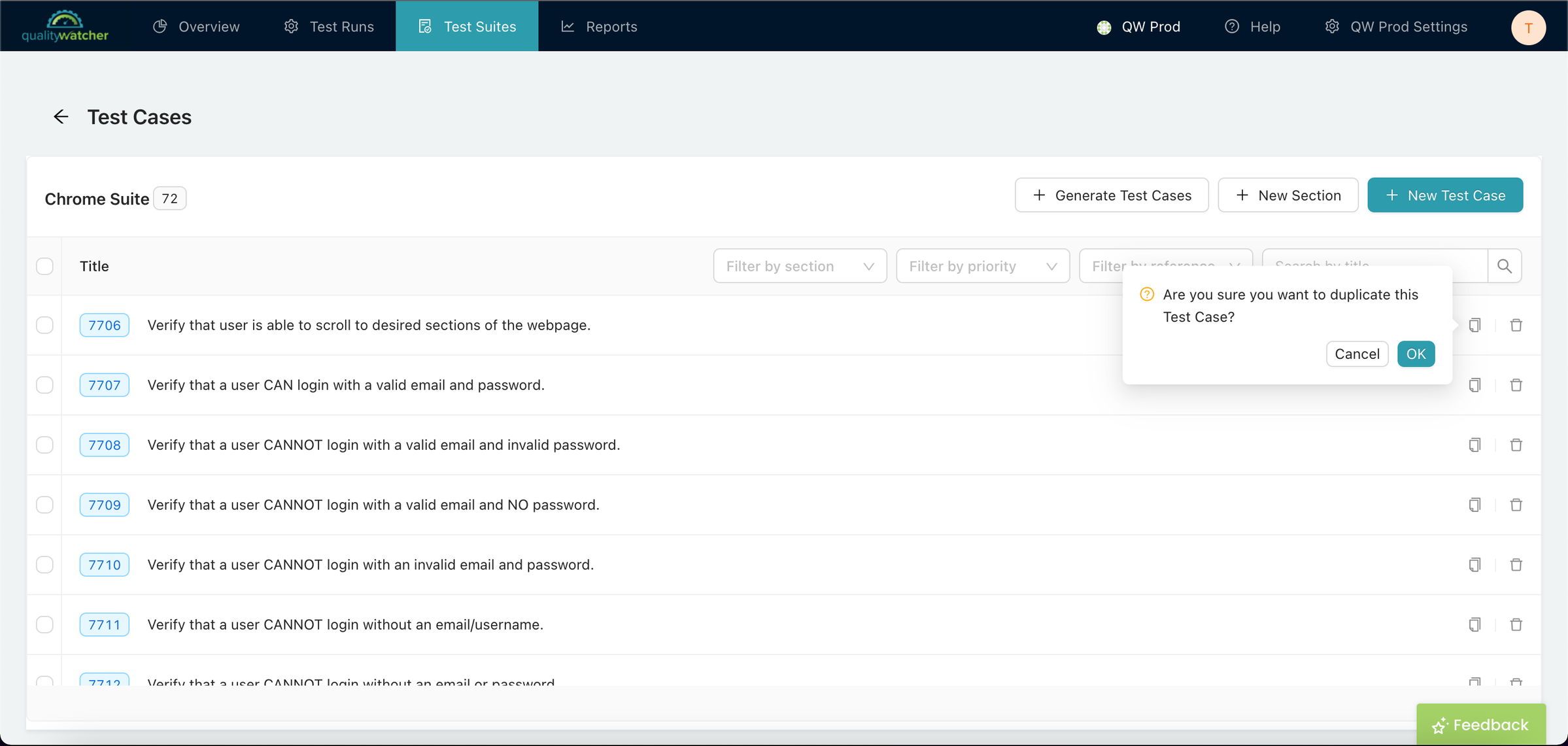 Duplicating Test Cases