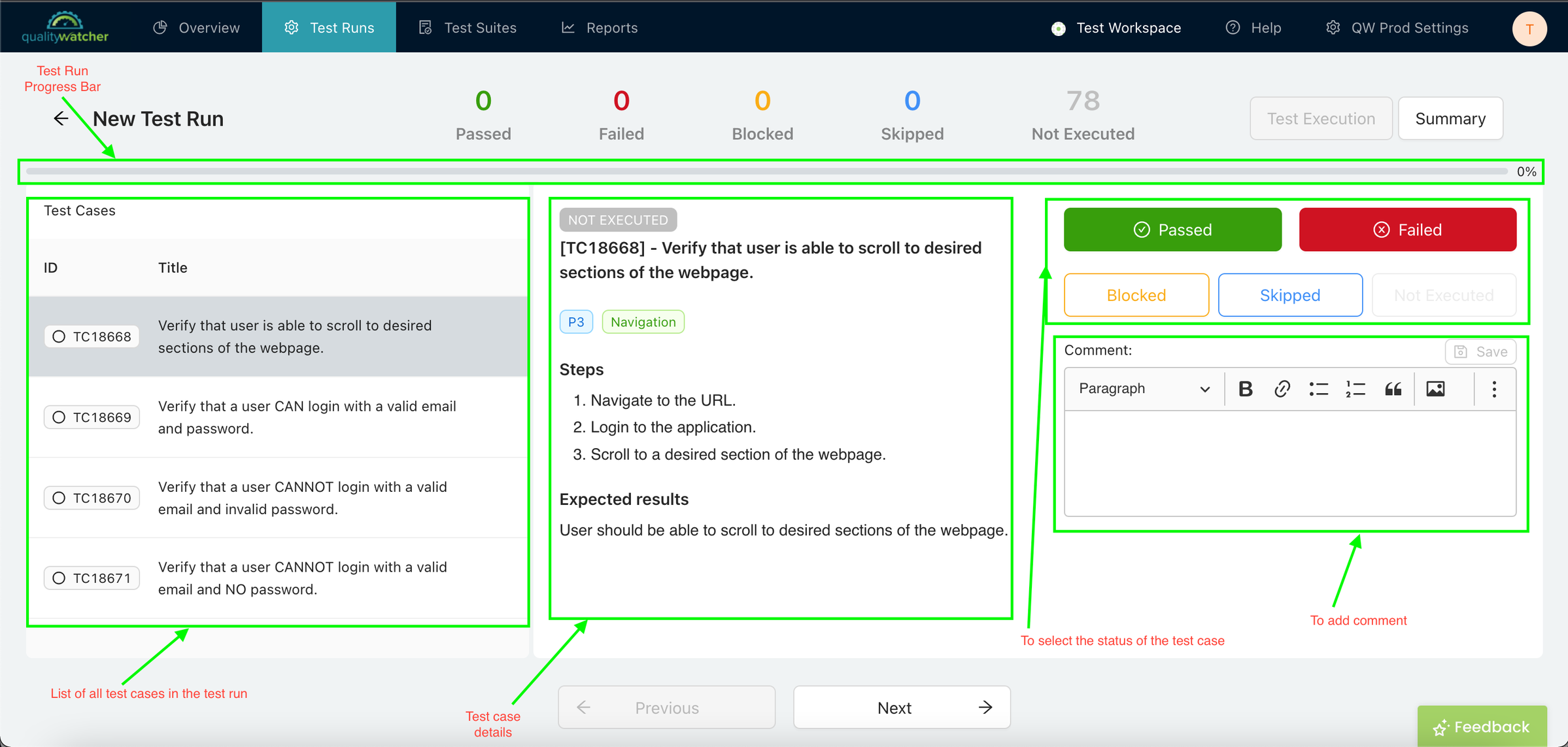 Test Execution View