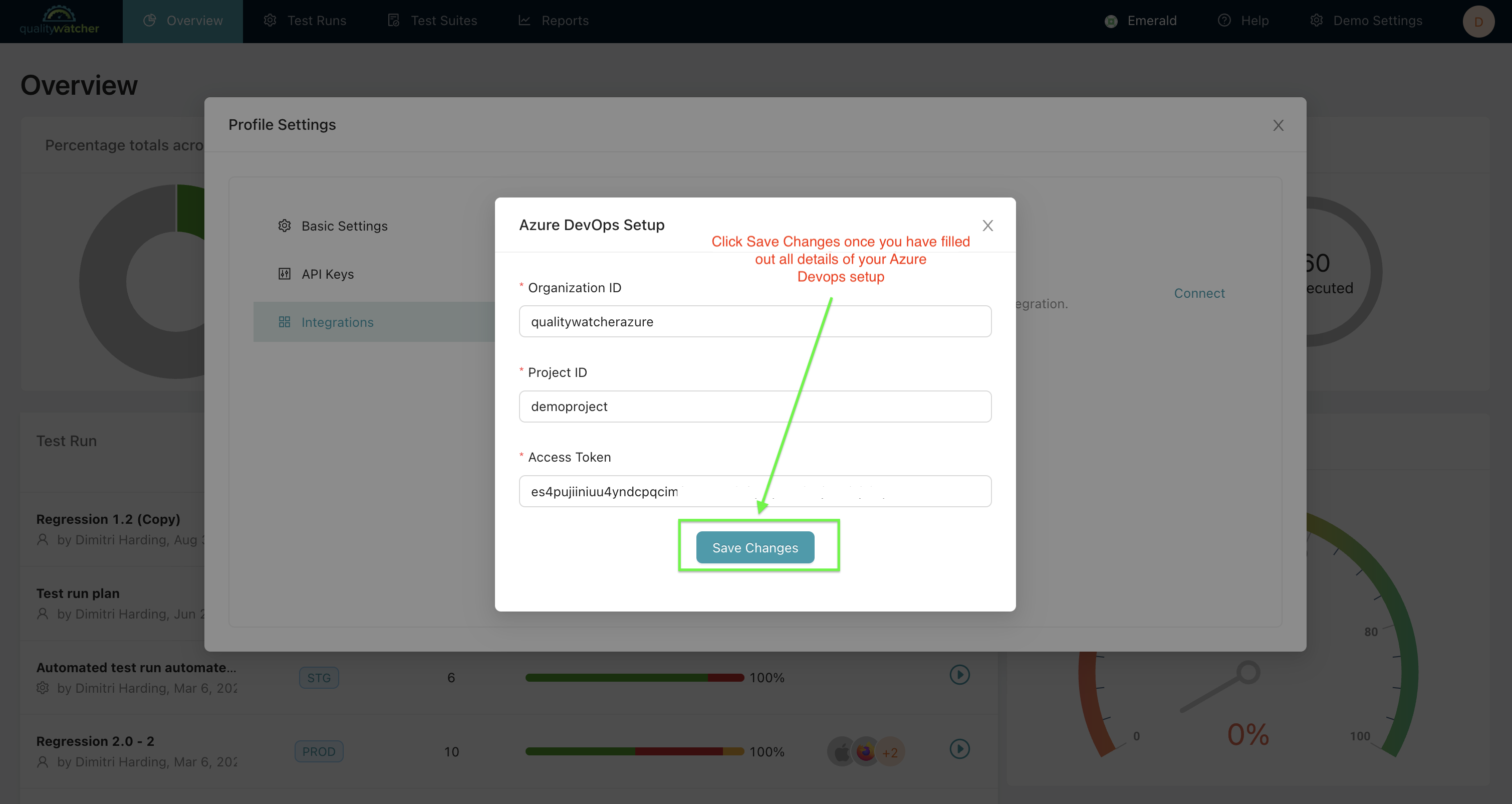 Fill out Azure DevOps Setup fields.