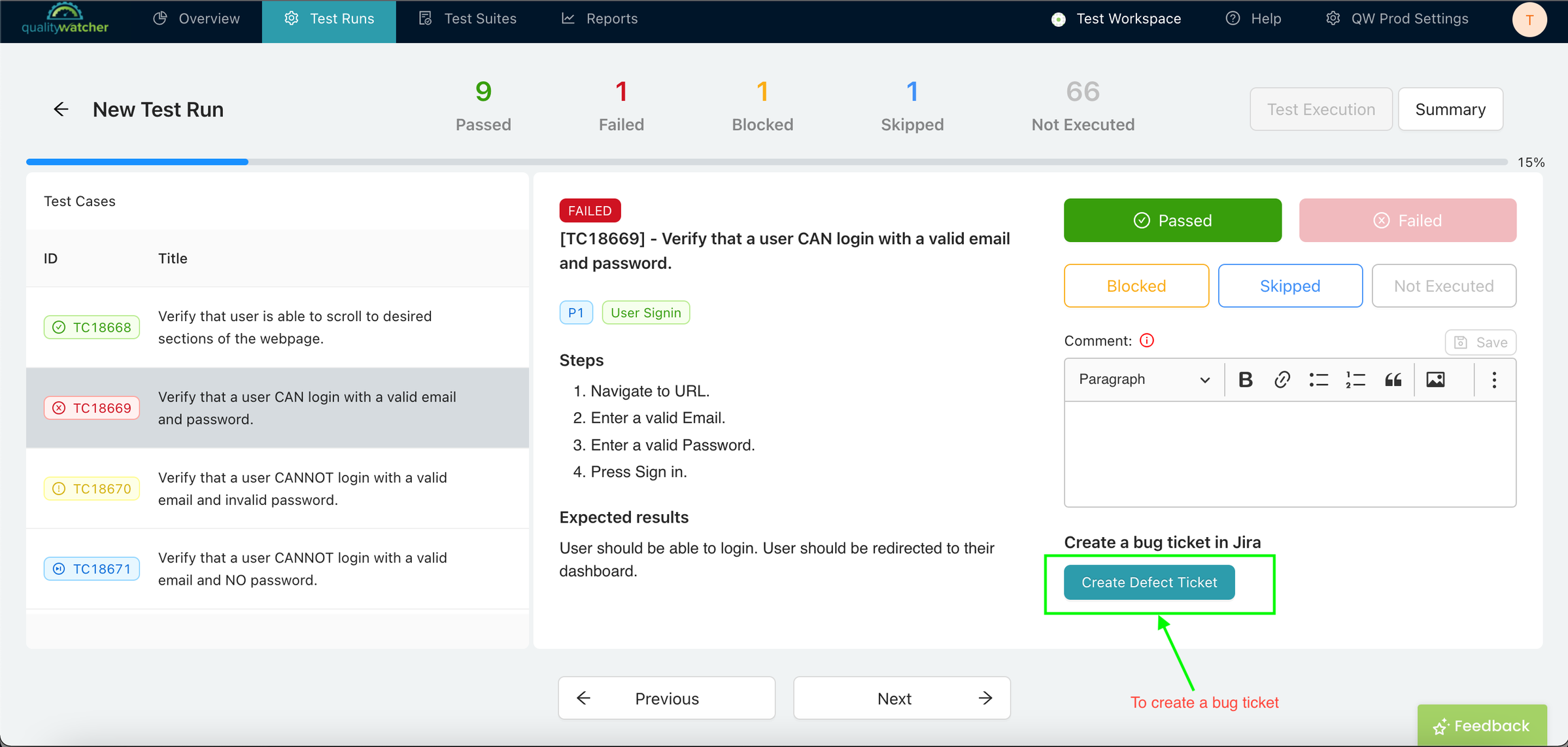 Creating a Jira/Defect Bug Ticket