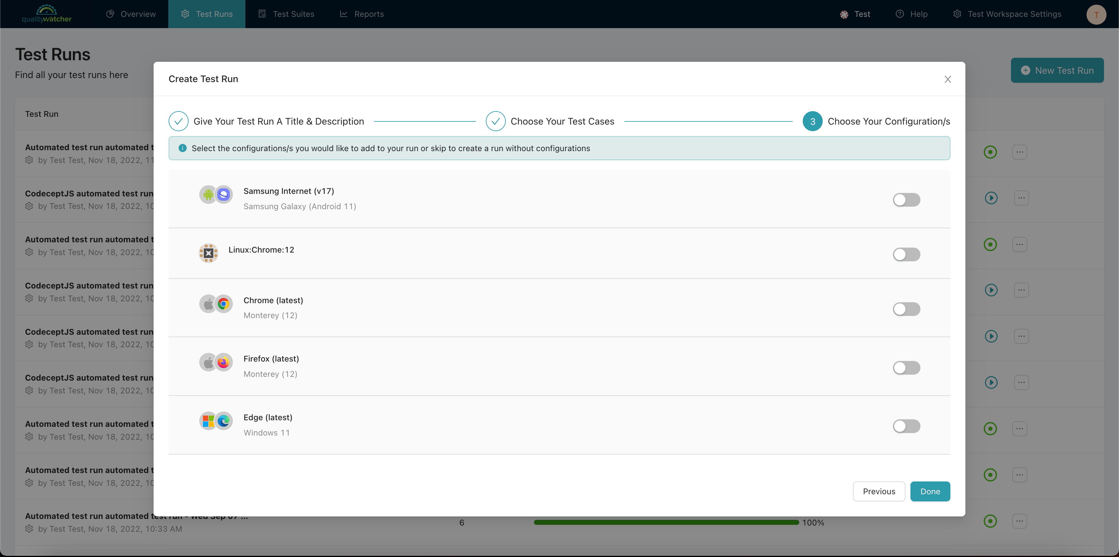 Configuration Step